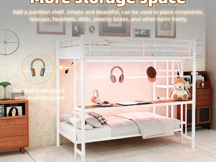 Bunk Bed With Built In Desk And LED Lighting