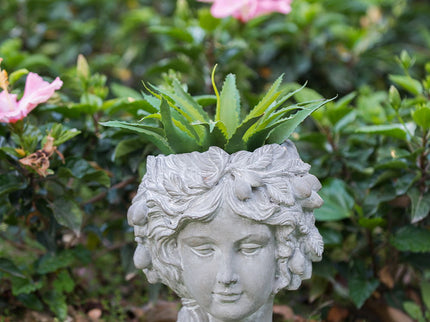 Cement Bust Wall Planter Indoor Outdoor Home Garden Decor, 8 - Gray