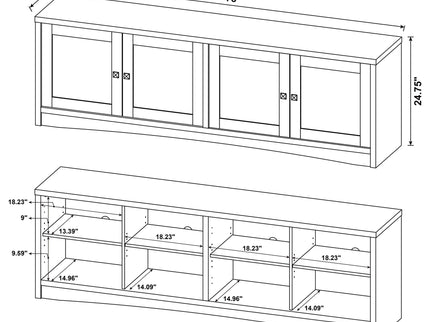 Lunetta - 3 Piece TV Stand With Media Towers - Pine Wood