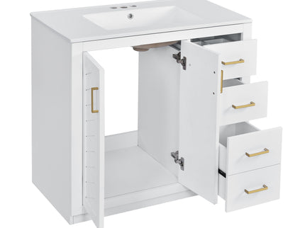 Bathroom Vanity With Sink Combo, Storage Cabinet, Freestanding Set With 3 Drawers & Soft Closing Doors