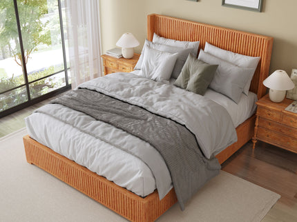 Platform Bed Frame With Headboard, Floor Standing Design