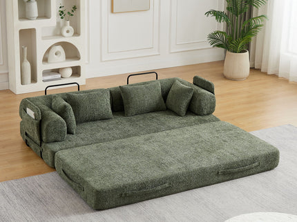 Convertible Sleeper Sofa Bed With Cylindrical Pillow