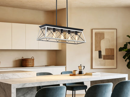Chandelier Pendant Light For Dining Room Kitchen, 5 Light Fixture With Adjustable Height