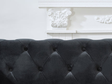 Chesterfield 3 And 2 Seater Upholstery Sofa With Roll Armrest & Nailhead Fabric Couch