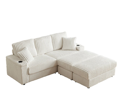 3 Seater Sofa With 2 Ottomans For Living Room