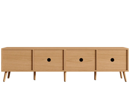 TV Stand, Media Console, 2 Drawers & Cable Management - Natural Wood