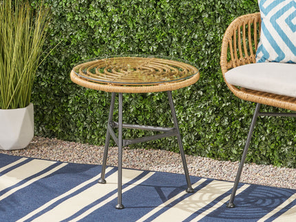 Petrichor - Outdoor Side Table With Tempered Glass And Steel Frame