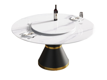 Modern Artificial Stone Round Carbon Steel Base Dining Table Stone Turntable