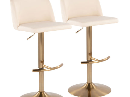 Toriano - Contemporary Adjustable Barstool With Swivel With Rounded T Footrest (Set of 2)