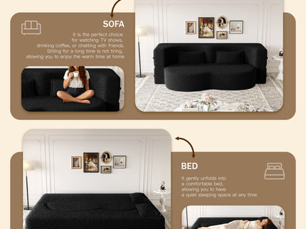 Modern Floor Sofa With 2 Pillows, Twin Size For Living Room