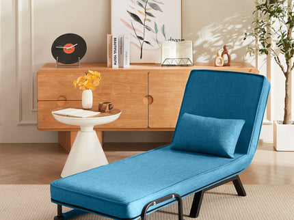 Convertible 5 In 1 Folding Chair Bed With Adjustable Backrest & Pillow