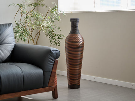 Tall Standing Designer Floor Vases With Elegant 2 Tone Finishes Ideal For Decorating Living Rooms, Bedrooms, Entryways Perfect For Decorating Your Home - Black / Gray