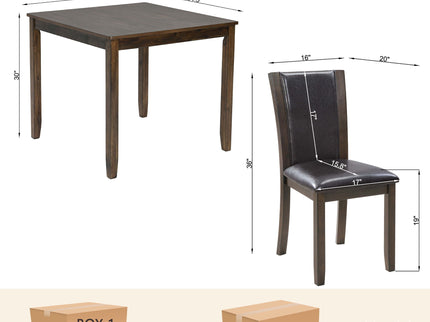 5 Piece Dining Table Set With Chairs - Dark Walnut