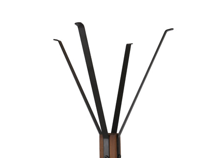 Reclaimed Wood And Metal Freestanding Coat Rack With Hooks Use In Bedroom, Living Room - Natural