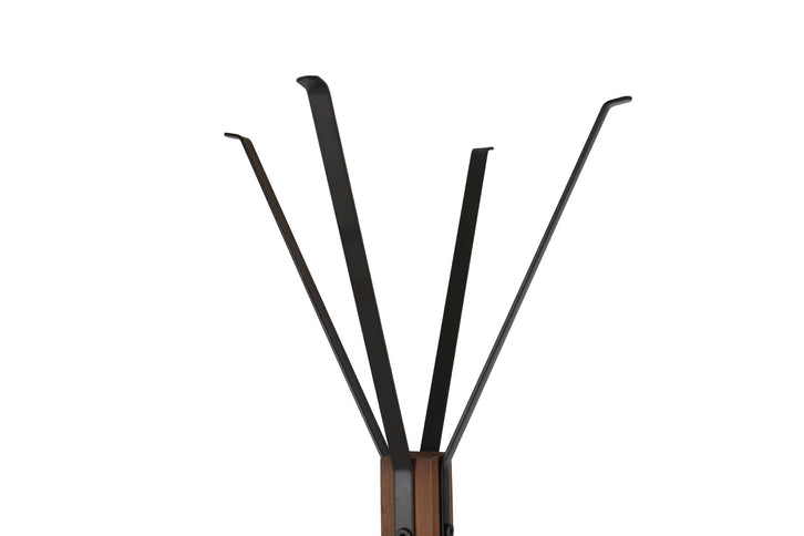 Reclaimed Wood And Metal Freestanding Coat Rack With Hooks Use In Bedroom, Living Room - Natural