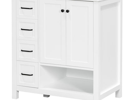 Bathroom Vanity With Sink Top, Bathroom Vanity Cabinet With 2 Doors And 2 Drawers, Open Shelf