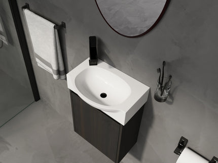 Modern Bathroom Vanity With Ceramic Basin, Wall Mounted Floating Sink Combo, Storage Cabinet