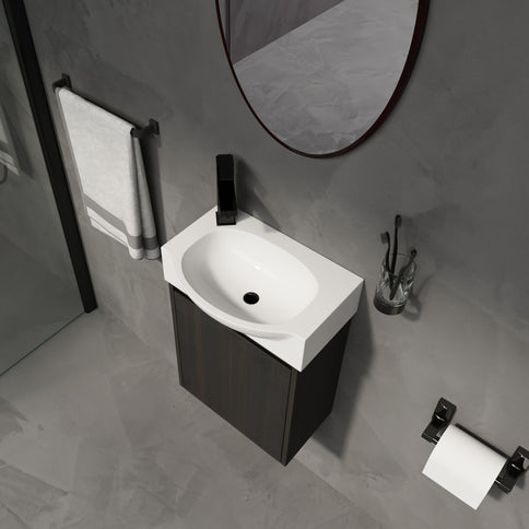 Modern Bathroom Vanity With Ceramic Basin, Wall Mounted Floating Sink Combo, Storage Cabinet