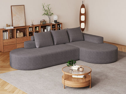 Modern Curved Sofa, L-Shaped Modular Sectional Set With 3 Pillows