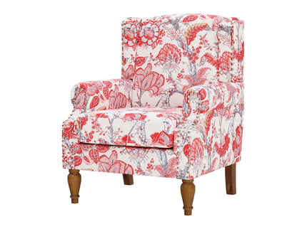 Accent Chair With Floral Upholstery And Nailhead Trim