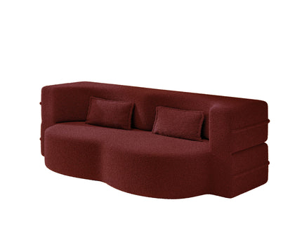 Modern Floor Sleeper Sofa Bed With 2 Pillows, Convertible Twin Size Folding Mattress For Living Room