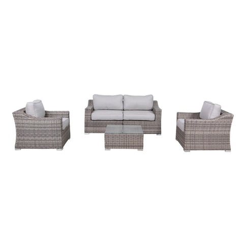 Outdoor Wicker Conversation Set With Cushions, All Weather