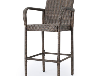 Outdoor Wicker Barstools With Rattan And Iron Frame