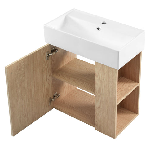 Modern Floating Bathroom Vanity With Ceramic Basin Perfect For Small Bathrooms