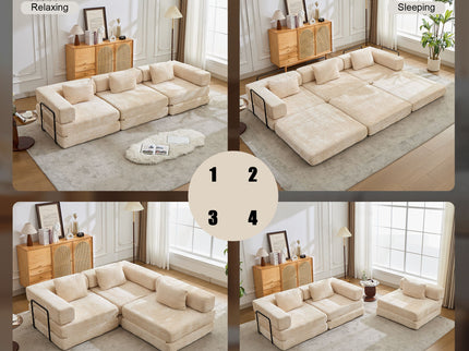 Convertible Floor Sofa Bed, Boneless Modular Sectional Sofa For Living Room