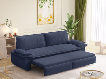 Queen Pull Out 3 In 1 Convertible Sleeper Sofa Bed - Blue