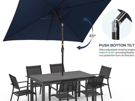 Rectangular Patio Umbrella With Crank Tilt, Polyester UV-Resistant Canopy