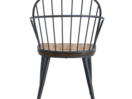 Industrial Inspired Indoor Dining Chair With Metal Legs And Birch (Set of 2) - Black / Natural