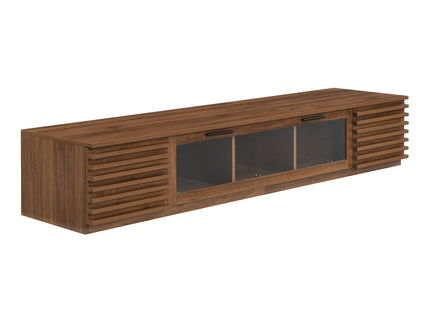 TV Stand With LED Lighting, Soft Closing Hinges, Cable Management - Walnut