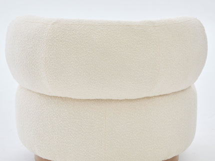 Swivel Accent Chair With Curved Backrest For Home Decor - Beige