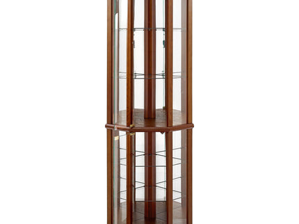 6 Shelf Lighted Corner Curio Cabinet With Adjustable Tempered Glass Shelves And Mirror Back (E26 Light Bulb Not Included)