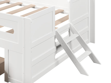 Platform Bed With Guardrail And Drawer