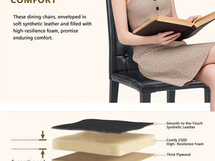 Dining Chairs With Ergonomic Buckle Backrest For Family Dining Rooms