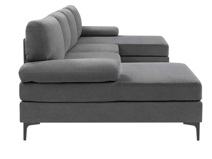 U - Shape Sectional With Legs, Pillow Top Arms - Dark Gray
