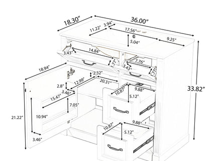 Modern Bathroom Vanity With Sink, 4 Drawers, Soft-Close Door, Adjustable Shelf