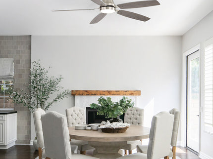 52" Flush Mount Ceiling Fan With Light, DC Motor, Remote Control, Dual Color