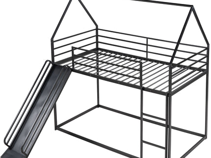Twin Over Twin House Bunk Bed With Ladder And Slide
