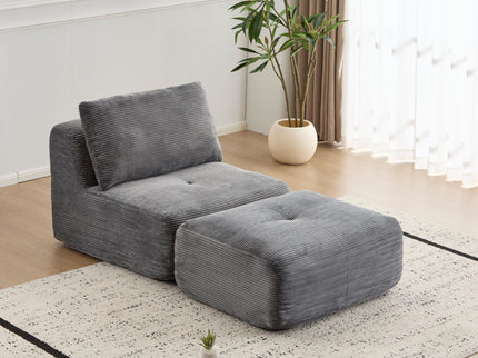 Single Chaise Longue With Movable Ottoman For Living Room