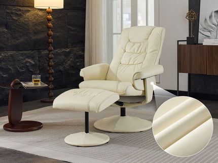 Recliner Chair With Ottoman, 360° Swivel Massage Lounge Chair With 5-Point Vibration & Heated Seat