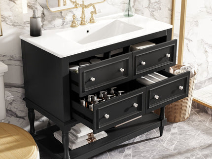 Bathroom Vanity Cabinet With Undermount Sink, 4 Drawer Set