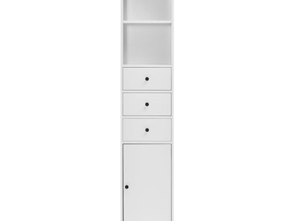 Tall Storage Cabinet With 3 Drawers And Adjustable Shelves For Bathroom