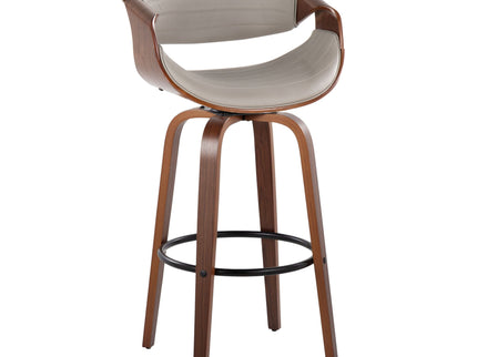 Symphony - Mid Century Modern Fixed Height Barstool With Swivel With Round Footrest (Set of 2)