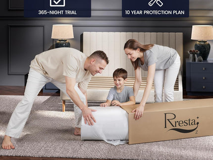 Rresta Hotel Collection - 12" Medium Firm Hybrid Mattress With 5 Zone Support For Back & Hip Relief, Fiber Free, Certipur Us Certified