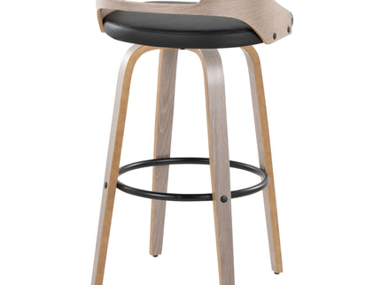 Cassis - Mid Century Modern Fixed Height Barstool With Swivel With Round Footrest (Set of 2)