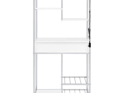 Draper - 5 Shelf LED Wine Cabinet With Pull Out Drawer - Gloss White