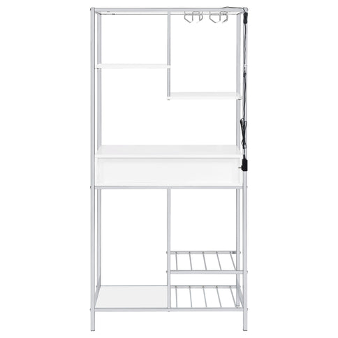 Draper - 5 Shelf LED Wine Cabinet With Pull Out Drawer - Gloss White